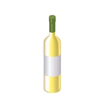Isometric red wine bottle isolated on white Illustrazione stock
