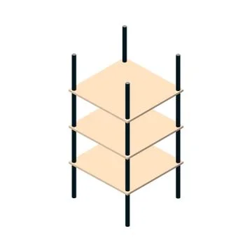 Isometric repair construction empty shelves storage work equipment flat style Illustrazione stock