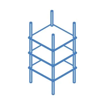 Isometric repair construction empty shelves storage work equipment linear style Illustrazione stock
