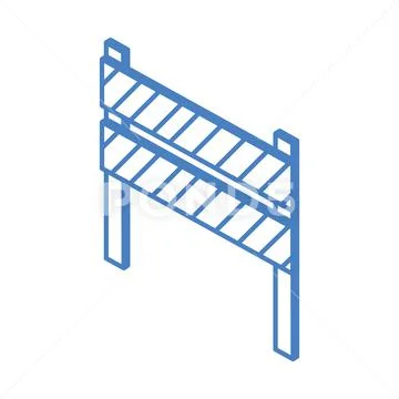 Isometric repair construction traffic barricade warning work tool and equipment Stock Illustration