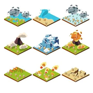 Isometric Representation of Natural Disaster Stock Illustration