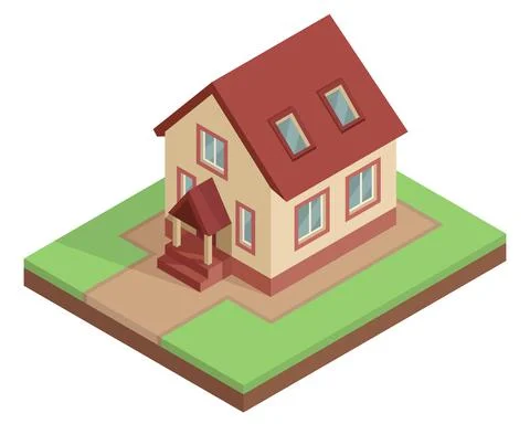 Isometric residential house Stock Illustration