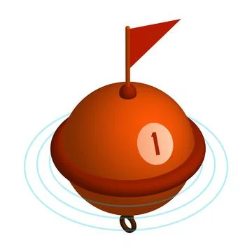 Isometric restrictive sea buoy on waves. Regulation and safety of shipping Stock Illustration