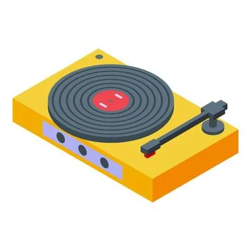 Isometric retro vinyl record player Stockillustratie