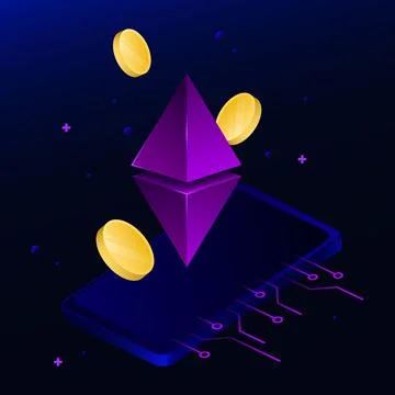 Isometric Rhomb. Wireless Technology Illustration. Diamond on the Smartphone Stock Illustration