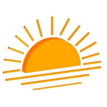 Isometric rising sun icon Stock Illustration