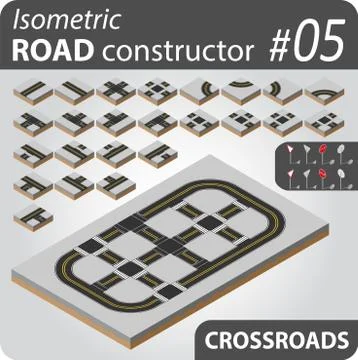 Isometric road constructor Stock Illustration