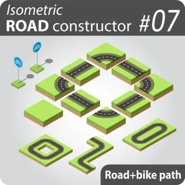 Isometric road constructor Stock Illustration