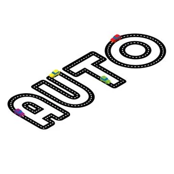 Isometric road in the form of word 'Auto' on white Stock Illustration