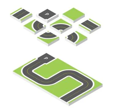 Isometric road. Vector illustration eps 10 isolated on white background 스톡 일러스트