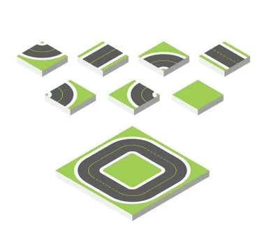 Isometric road. Vector illustration eps 10 isolated on white background Illustrazione stock