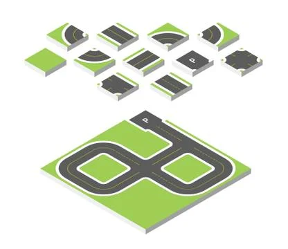 Isometric road. Vector illustration eps 10 isolated on white background. Illustrazione stock