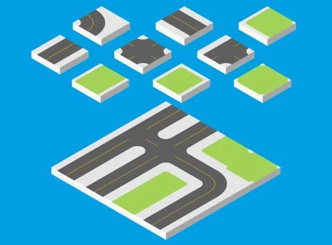 Isometric road. Vector illustration eps 10 isolated on white background Illustrazione stock