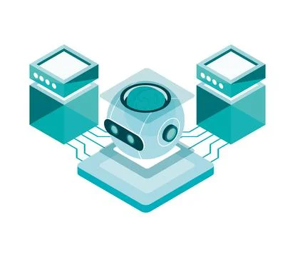 Isometric robot AI data Stock Illustration