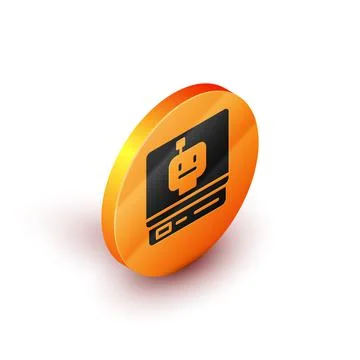 Isometric Robot icon isolated on white background. Artificial intelligence Stock Illustration