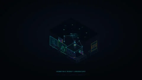 Isometric Robot Laboratory Featuring Robotic Arms Working in an Automated A.. 動画素材 347352716