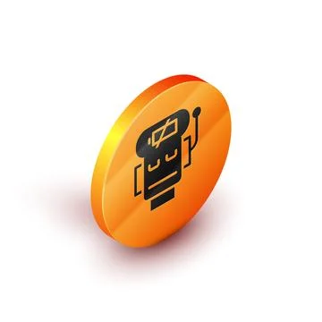 Isometric Robot low battery charge icon isolated on white background. Artific 스톡 일러스트
