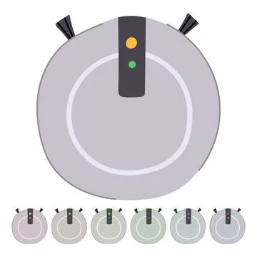 Isometric robot vacuum cleaner vector cartoon graphic Stock Illustration