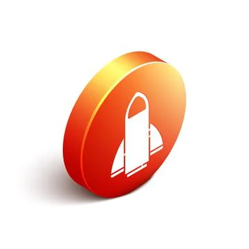 Isometric Rocket ship icon isolated on white background. Space travel. Orange Stock Illustration