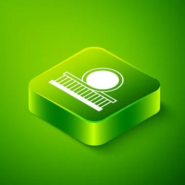 Isometric Roller coaster icon isolated on green background. Amusement park... Ilustración de archivo