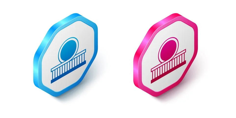 Isometric Roller coaster icon isolated on white background. Amusement park... 스톡 일러스트