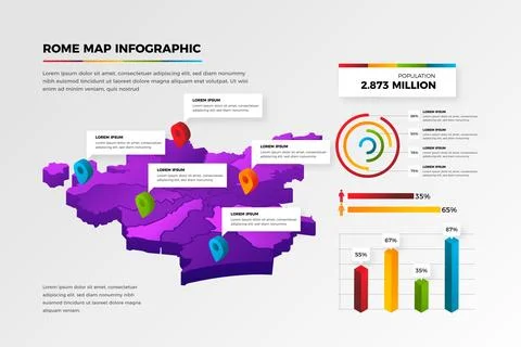 Isometric rome map infographics Stock Illustration