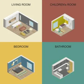 Isometric rooms Stock Illustration