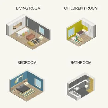 Isometric rooms. Stock Illustration