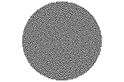Isometric round maze, labyrinth solution concept vector illustration. Stockillustratie