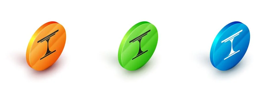 Isometric Round table icon isolated on white background. Circle button. Vector Illustrazione stock