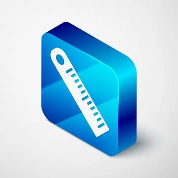 Isometric Ruler icon isolated on grey background. Straightedge symbol. Blue s Stock Illustration