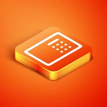 Isometric Safe icon isolated on orange background. The door safe a bank vault Stock-Illustration