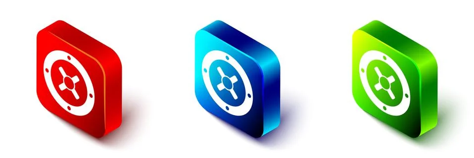 Isometric Safe icon isolated on white background. The door safe a bank vault Illustrazione stock