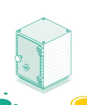 Isometric safe. Outline object isolated on white background. Icon of security Illustrazione stock