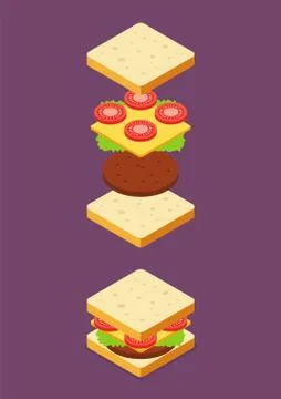 Isometric of Sandwich ingredients Stock Illustration