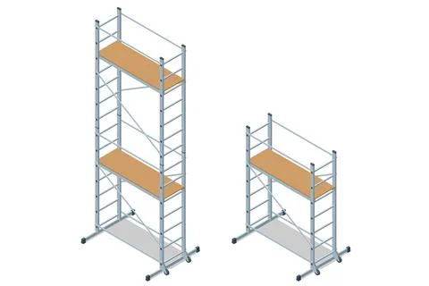 Isometric Scaffolding frame. Labor risks prevention about using scaffolds safely Ilustración de archivo
