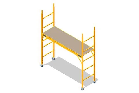 Isometric Scaffolding frame. Labor risks prevention about using scaffolds safely Stock Illustration
