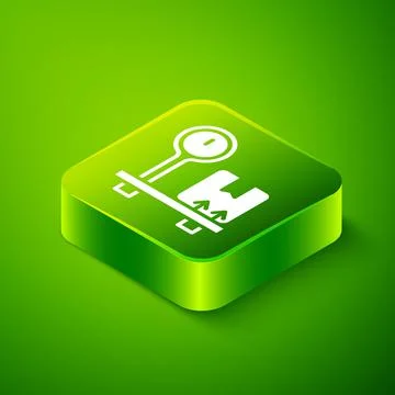 Isometric Scale with cardboard box icon isolated on green background. Logistic Illustration