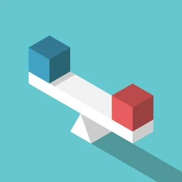 Isometric scales with cubes Illustrazione stock