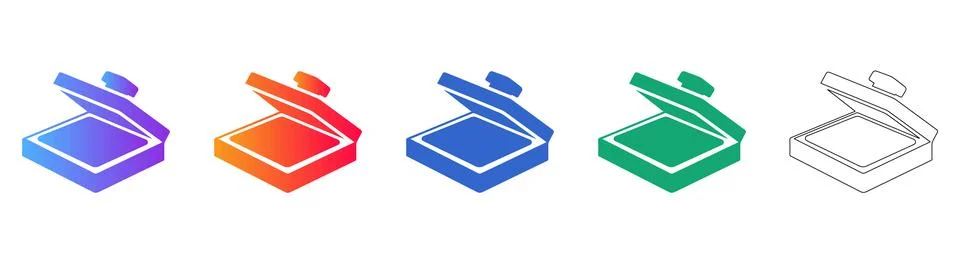 Isometric Scanner Device Icons Set Illustrazione stock