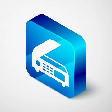 Isometric Scanner icon isolated on grey background. Scan document, paper copy Illustrazione stock