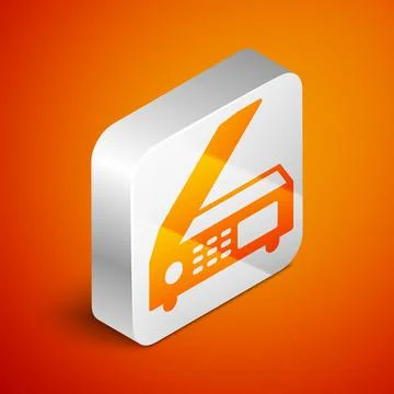 Isometric Scanner icon isolated on orange background. Scan document, paper copy Stock Illustration