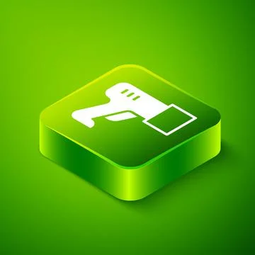 Isometric Scanner scanning bar code icon isolated on green background. Barcod 스톡 일러스트