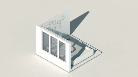 Isometric scene, 3d rendering room, amazing white rendering Stock-Illustration