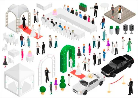 Isometric scheme of the wedding party Stock Illustration