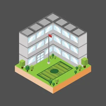Isometric  of school building Ilustración de archivo