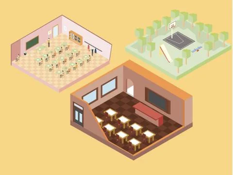 Isometric school buildings Stock Illustration
