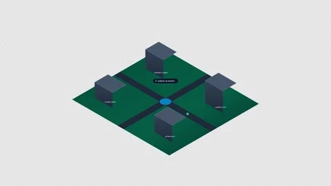 Isometric School Campus Layout with classrooms, library and playground 4K Alpha Видео 346357260