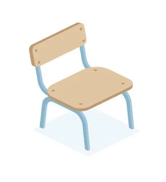 Isometric school chair. Object isolated on white background. Stock Illustration