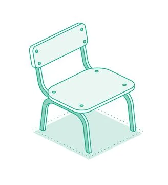 Isometric school chair. Outline object isolated on white background. Stock Illustration